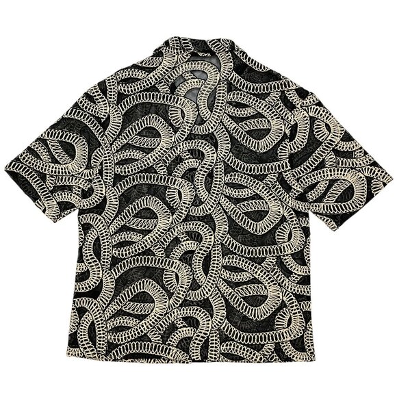 Zara Jacquard Shirt With Contrasting Details Top M Black Embroidery NEW - Picture 2 of 11